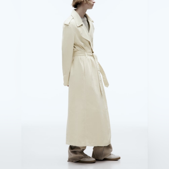 Zara Belted Cotton Top Coat - Picture 3 of 13